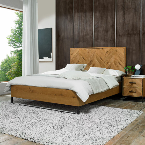 Lambourne Rustic Oak Panel Super King Size Bedstead