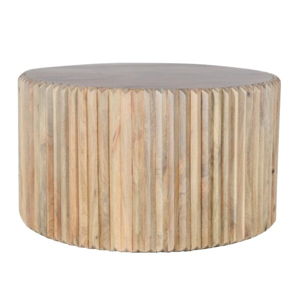 Beachfront Carved Mango Wood Round Coffee Table