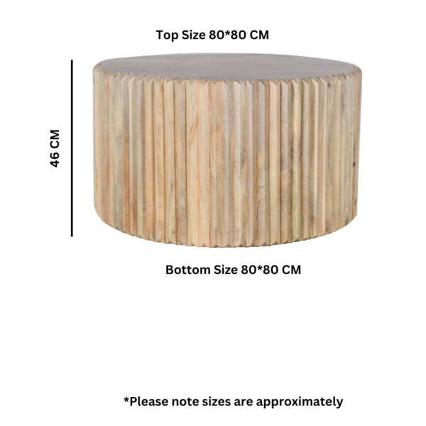 Beachfront Carved Mango Wood Round Coffee Table | Fully Assembled