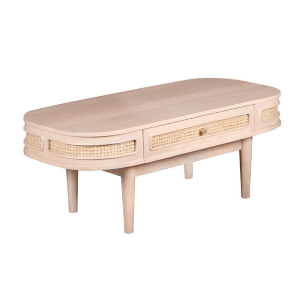 Marbella Cane & Mango Wood 1 Drawer Coffee Table | Assembly Required