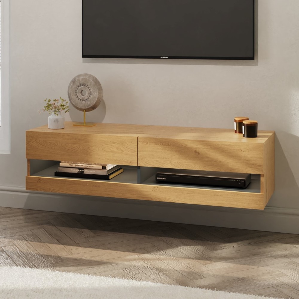 Garcia 120cm Wall TV Unit with LED | Assembly Required | Oak World