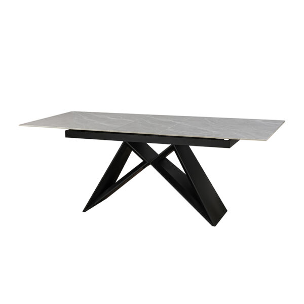 Dayton Terzo Ceramic Argento Grey - 160-200 Extending Dining Table | Matt Finish | Assembly Required