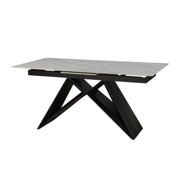 Dayton Terzo Ceramic Argento Grey - 160-200 Extending Dining Table | Matt Finish | Assembly Required