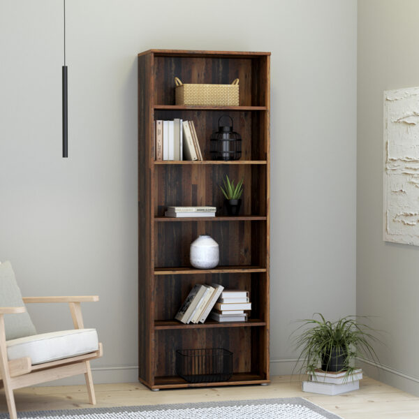 Origin Wide 5 Shelf Bookcase in Vintage Oak | Assembly Required
