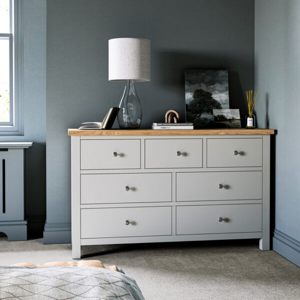 Langdale Grey 3 Over 4 Chest of Drawers | Fully Assembled